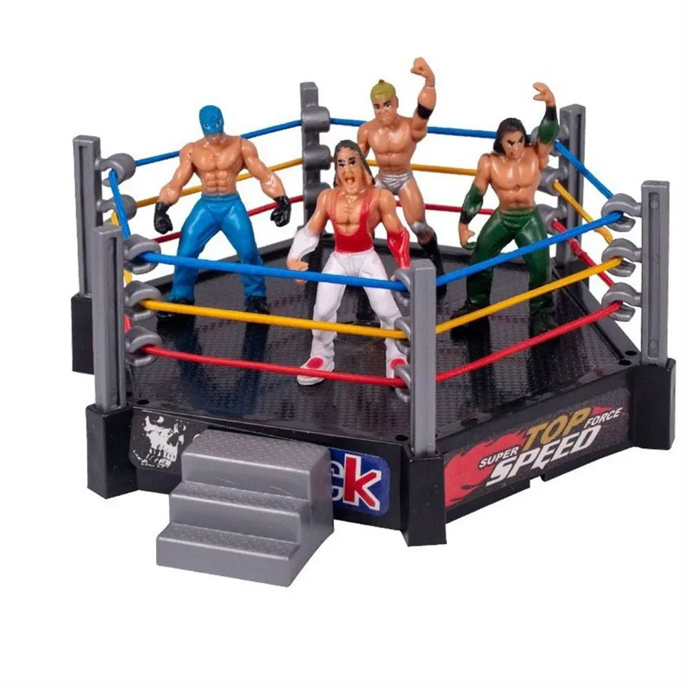 Mini Wrestling Arena Playset with Athlete Action Figures and Ring