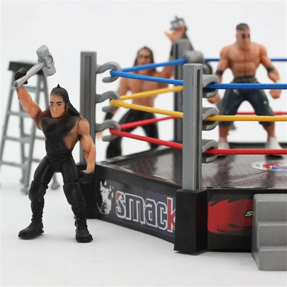 Wrestling Arena Action Figure Playset with Ring and Athlete Figures