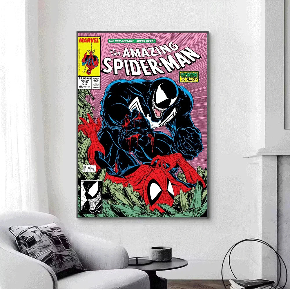 Spider-Man Classic Comic Canvas Print, 20 × 30 cm, Unframed Superhero Wall Art