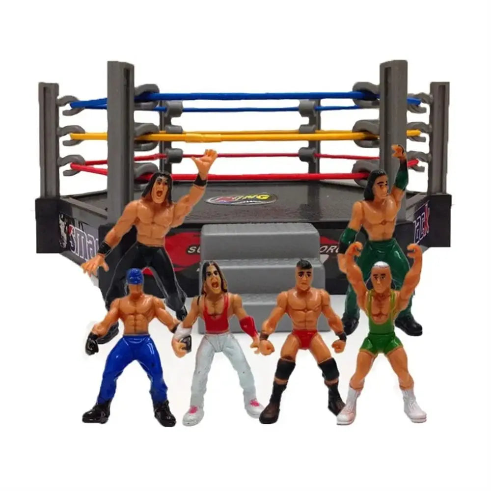 Mini Wrestling Arena Playset with Athlete Action Figures and Ring