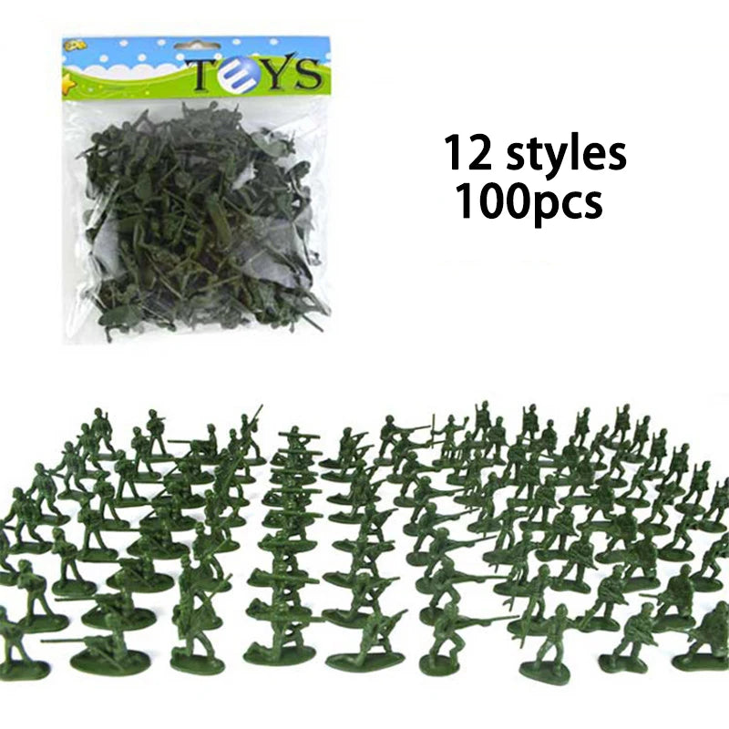 100 Pcs Army Men Toy Military Model Sets Of Toys Army Plastic Soldier Figures Accessories Toy Birthday Gifts For Kids