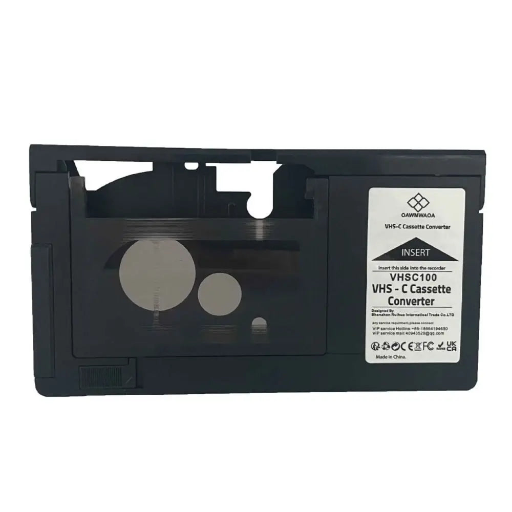 White VHS-C Cassette Adapter for VHS VCRs, Single Piece Video Cassette Converter