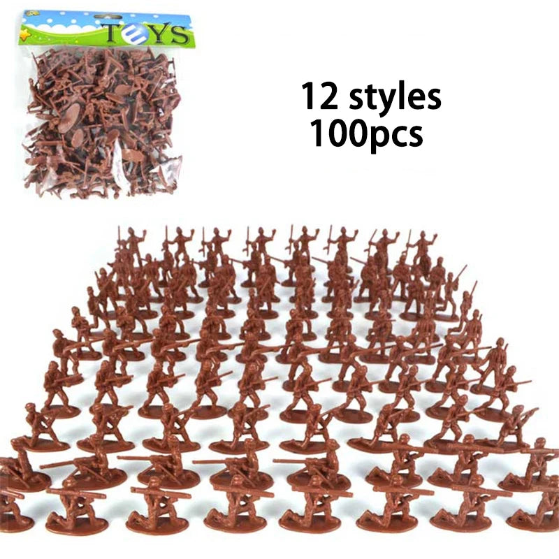100 Pcs Army Men Toy Military Model Sets Of Toys Army Plastic Soldier Figures Accessories Toy Birthday Gifts For Kids