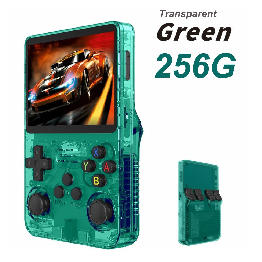 256GB Retro Handheld Game Console with 3.5-Inch IPS Display, Linux System, Portable Gaming Device – Green