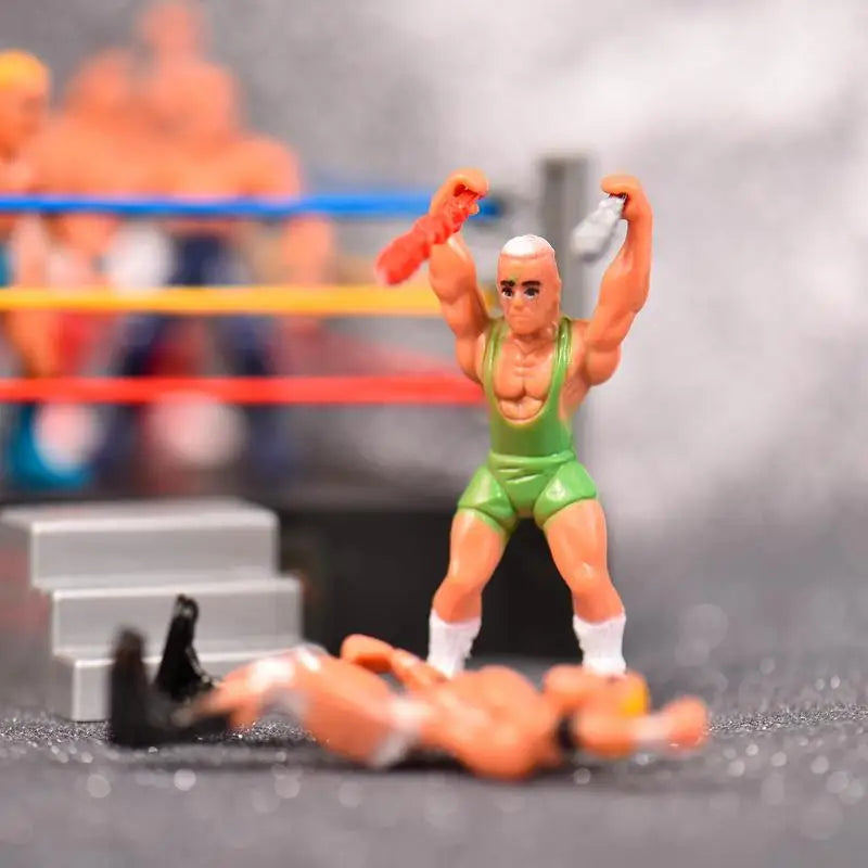 Mini Wrestling Arena Playset with 12 Action Figures and Accessories