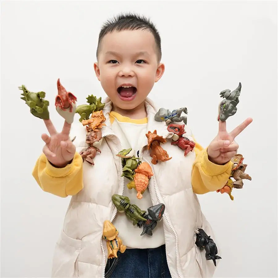 5/10 Pieces of Dinosaur Hand-biting Toys, Realistic Cartoon Models of Dinosaur Animals, MINI Tyrannosaurus Rex and Stegosaurus