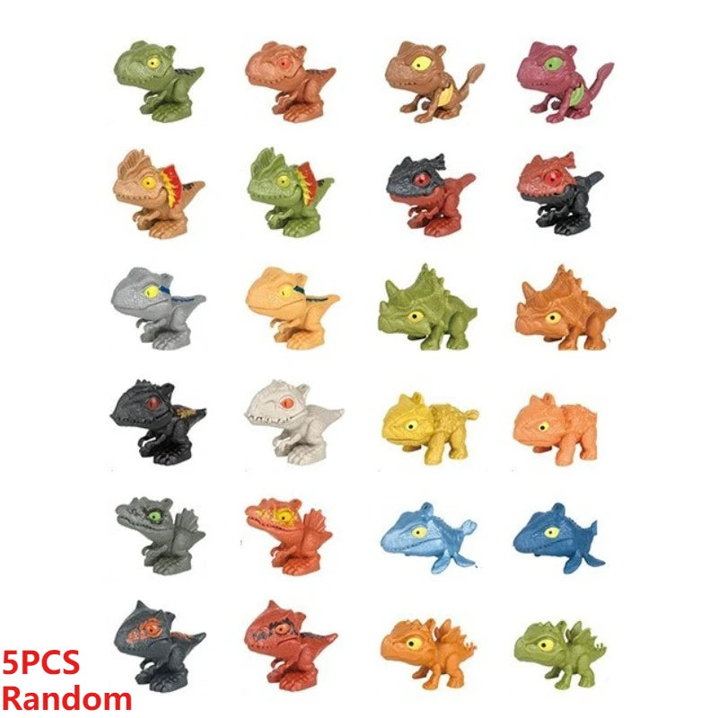 5/10 Pieces of Dinosaur Hand-biting Toys, Realistic Cartoon Models of Dinosaur Animals, MINI Tyrannosaurus Rex and Stegosaurus