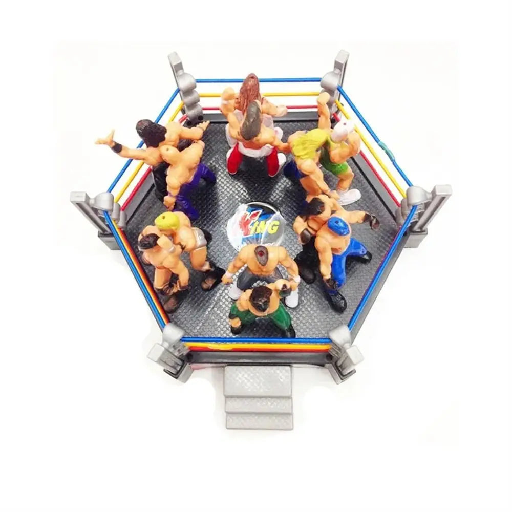Mini Wrestling Arena Playset with Athlete Action Figures and Ring