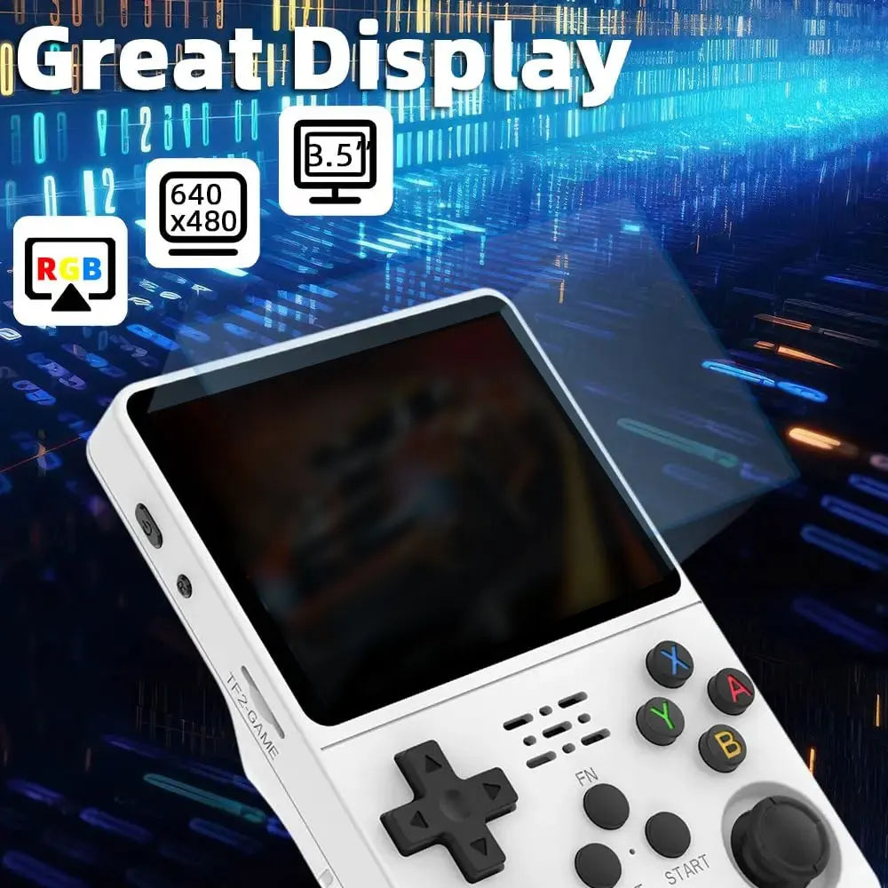 White R36S Retro Handheld Game Console with 3.5-Inch IPS Display, Linux System, 32GB/64GB TF Card