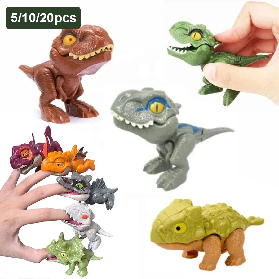 5/10 Pieces of Dinosaur Hand-biting Toys, Realistic Cartoon Models of Dinosaur Animals, MINI Tyrannosaurus Rex and Stegosaurus