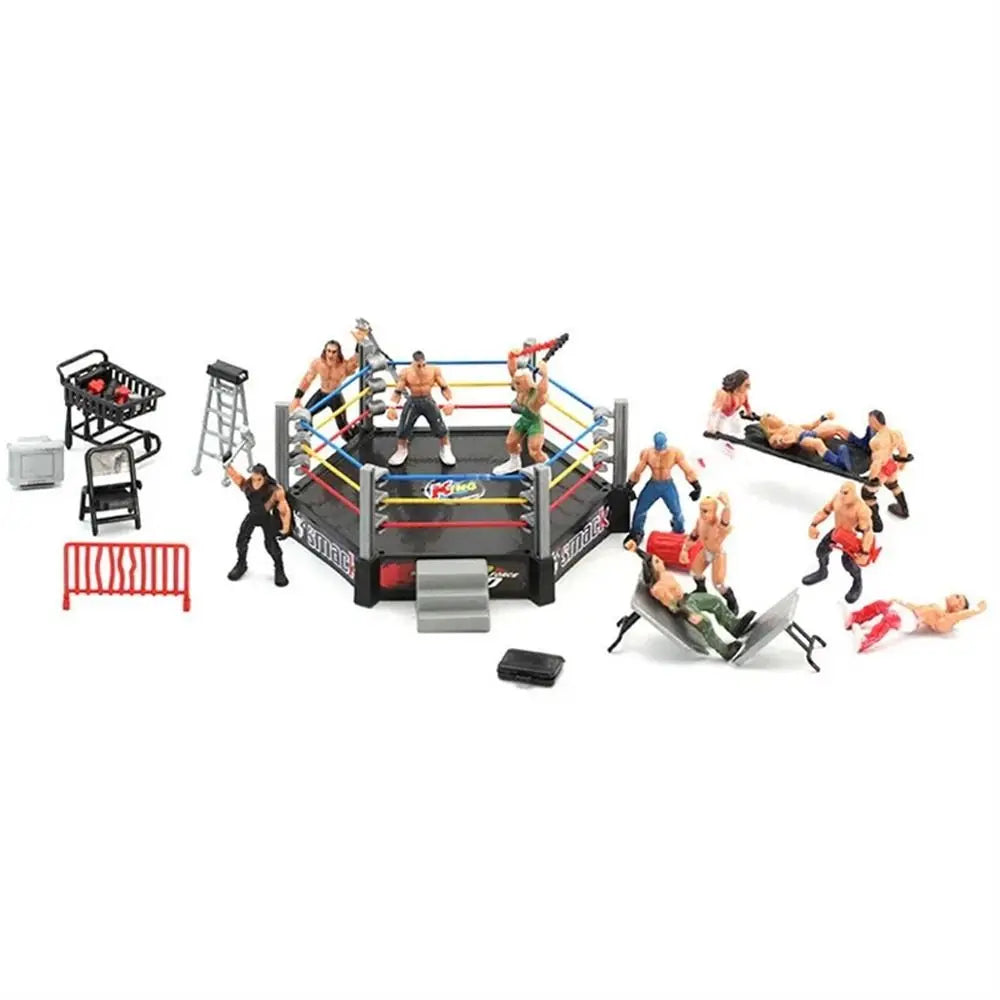 Wrestling Arena Action Figure Playset with Ring and Athlete Figures