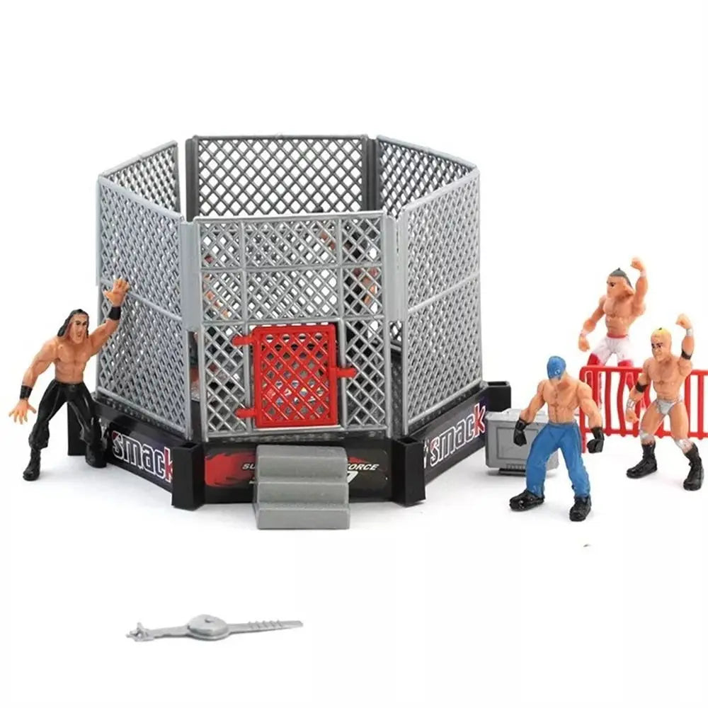 Mini Wrestling Arena Playset with Athlete Action Figures and Ring