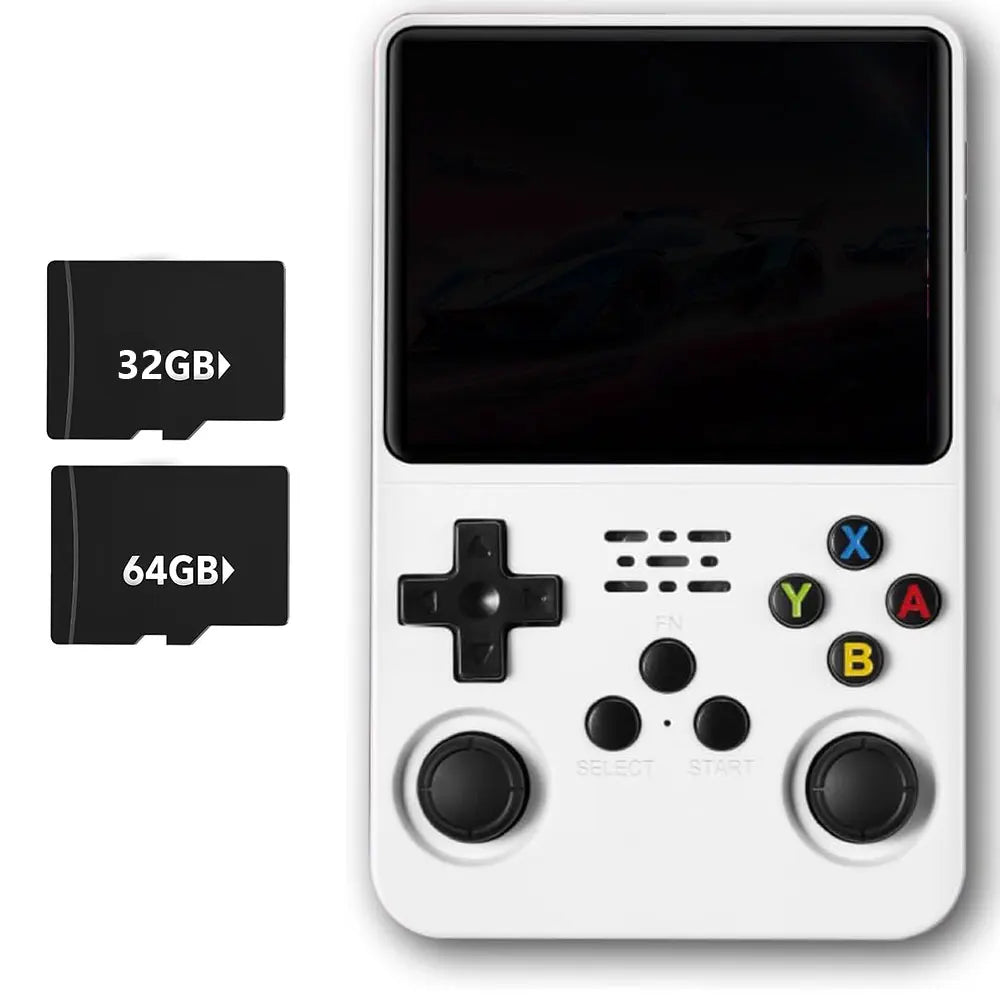 White R36S Retro Handheld Game Console with 3.5-Inch IPS Display, Linux System, 32GB/64GB TF Card