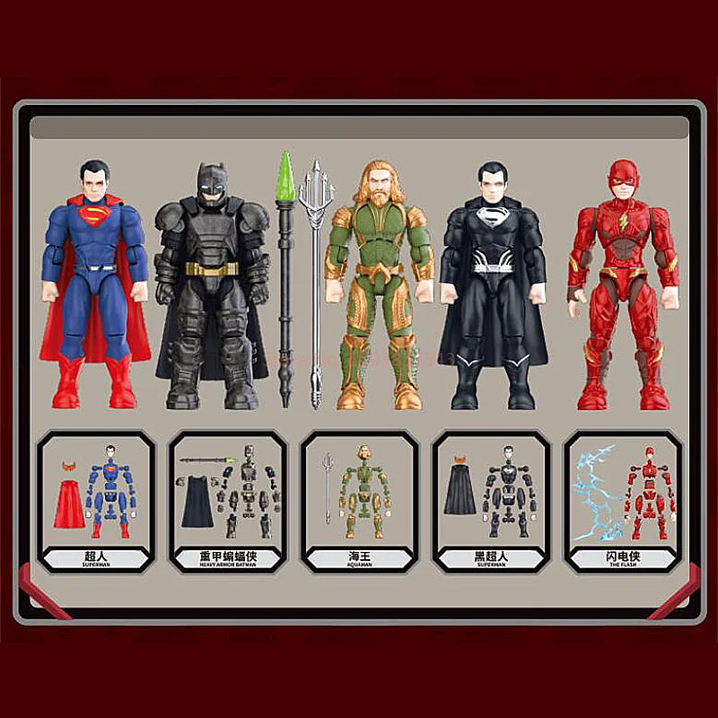 Dc Justice League Assemble Building Block Dolls Blind Box Action Figures Batman Neptune The Flash Black Superman Collectible Toy