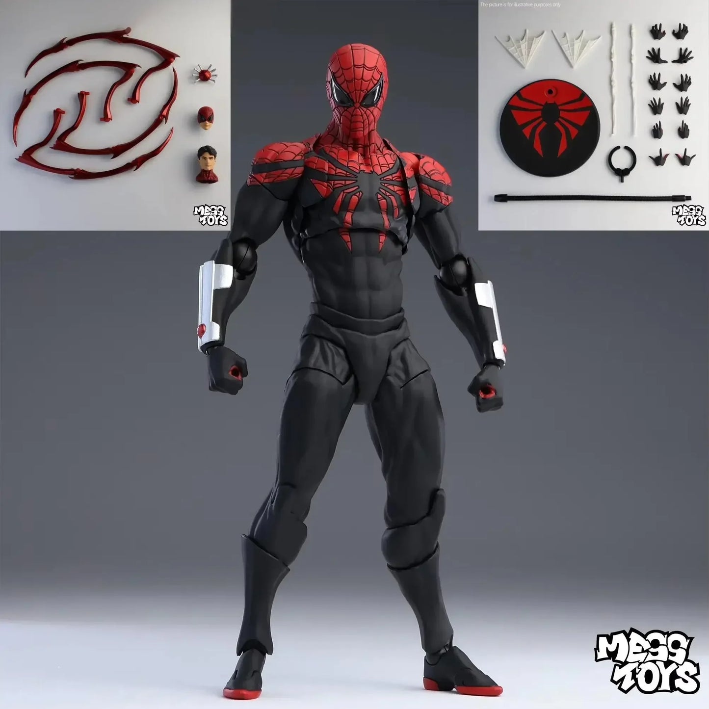 Mess Toys Venom Lethal Neighbor Spider Man Symbiotic Black Suit Messtoys Spiderman Anime Action Figure Collectible Model Gifts
