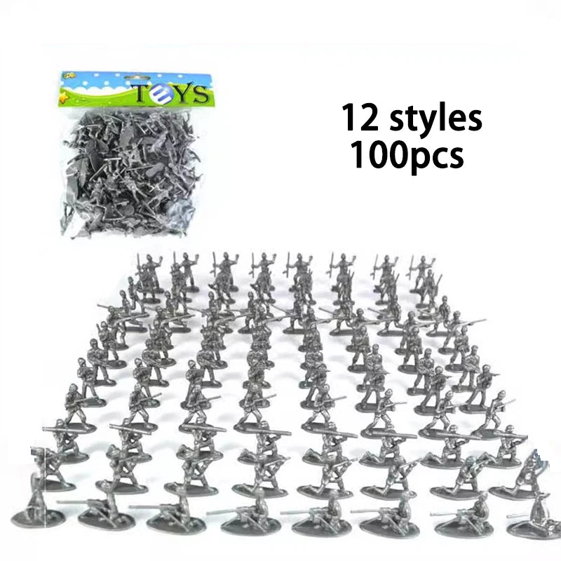 100 Pcs Army Men Toy Military Model Sets Of Toys Army Plastic Soldier Figures Accessories Toy Birthday Gifts For Kids